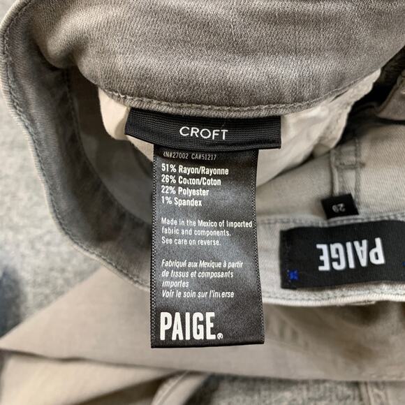 Paige Jeans Womens 29 Gray Croft Slim Straight Low Rise Stretch Denim 5 Pocket - Picture 6 of 10